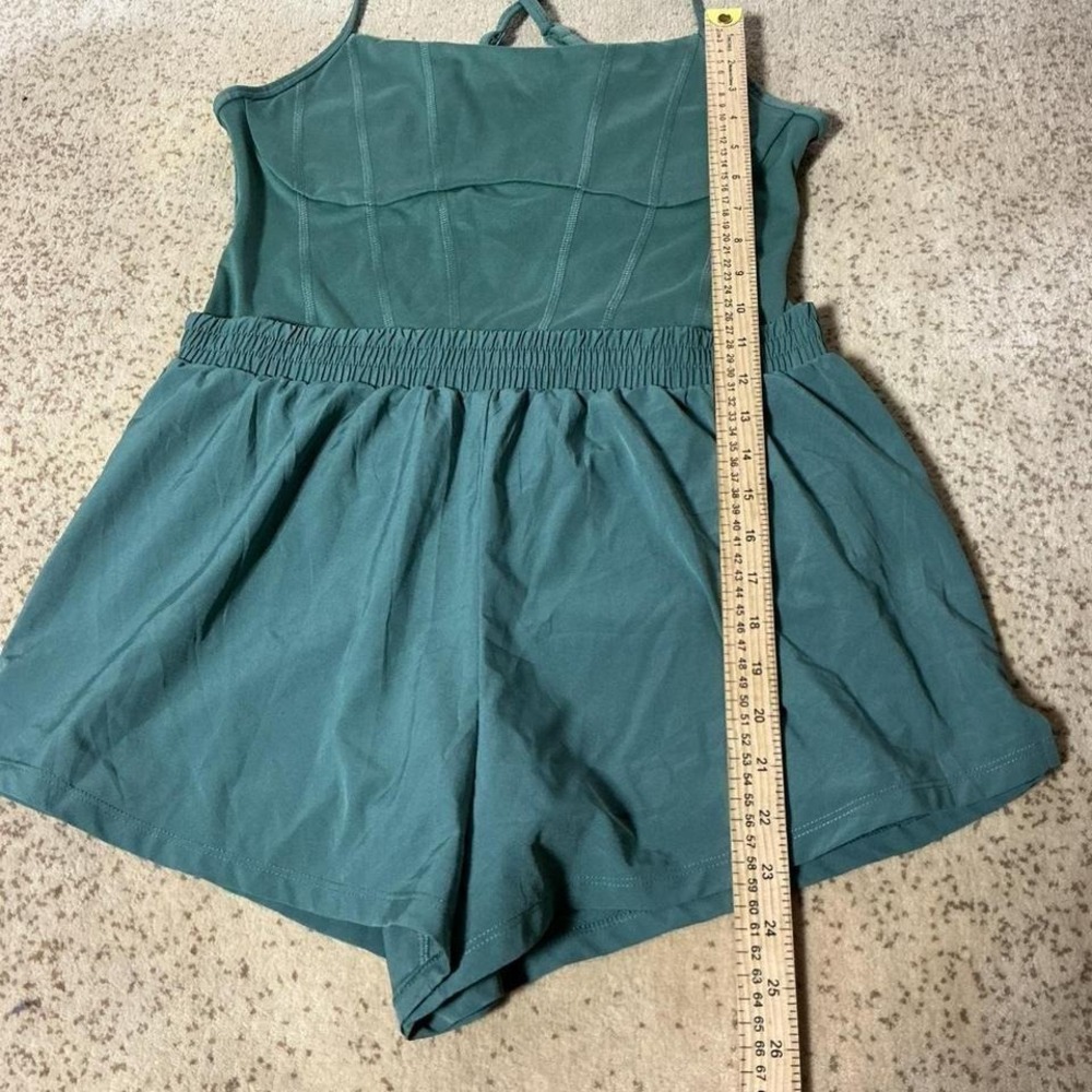Victoria's Secret Pink Ultimate Runsie Green one-piece Romper Yoga Size M - Picture 3 of 8
